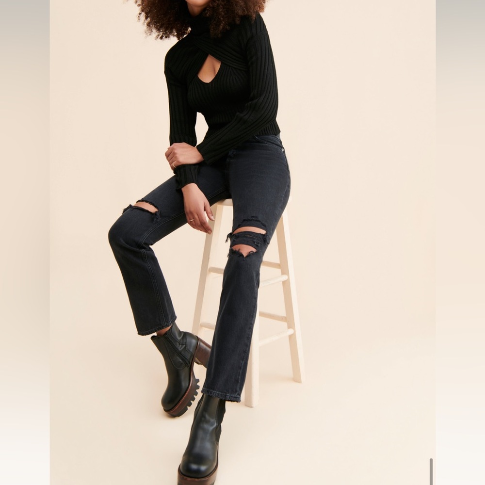 Lana Straight Leg Jeans Agolde Distressed black denim